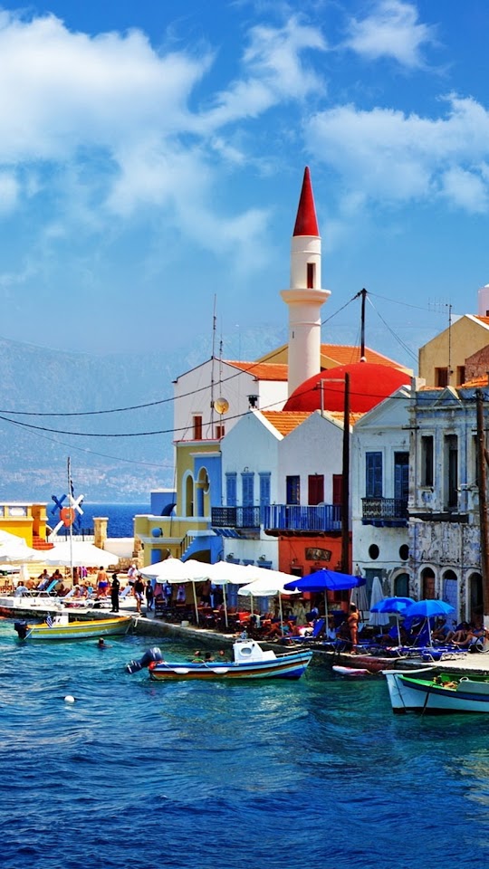 Beautiful Greece Port Town  Android Best Wallpaper