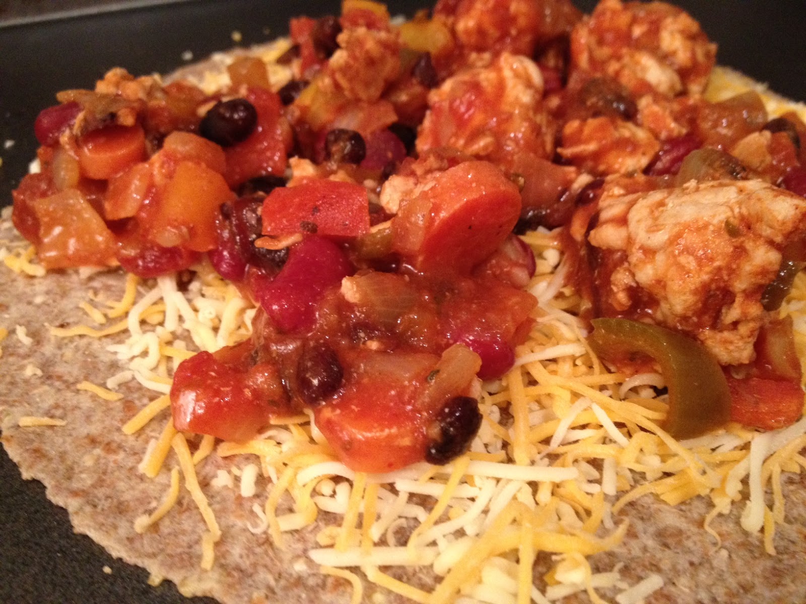 The Full Plate Blog repurposing leftovers chili as a quesadilla filling