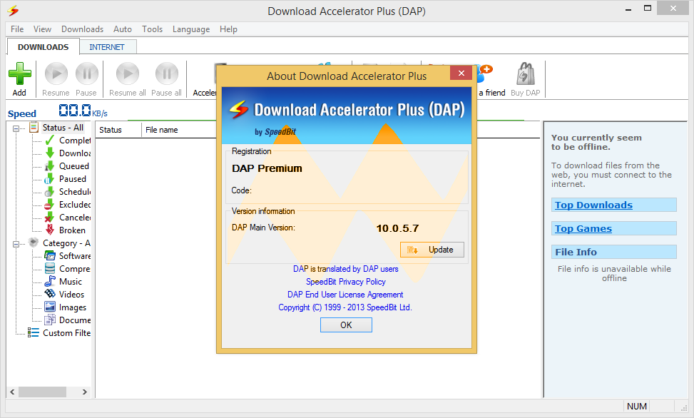 Download Accelerator Plus (DAP) Premium 10.0.5.7 Download Accelerator Plus (DAP) Premium 10.0.5.7