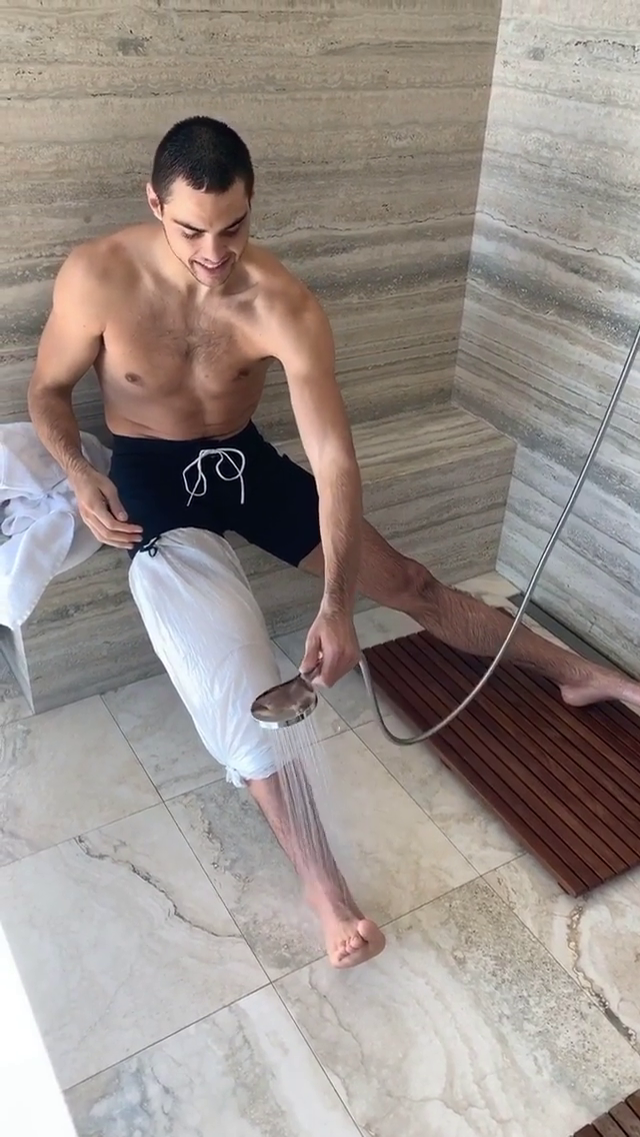 Noah Centineo shirtless IG and IG story.