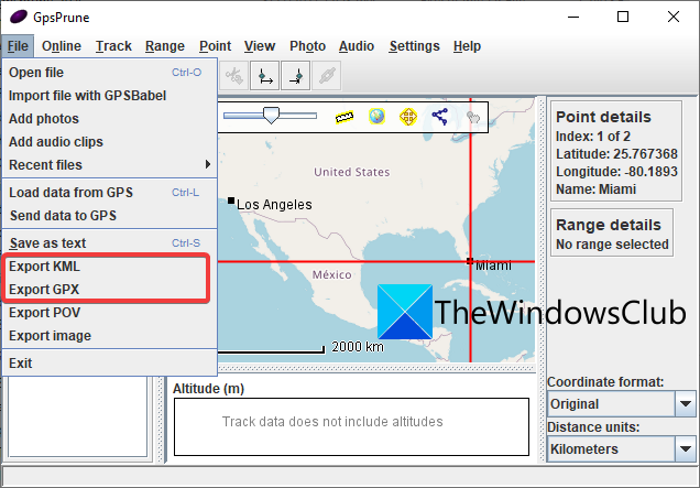 WindowsでCSVをGPXまたはKMLに変換する方法