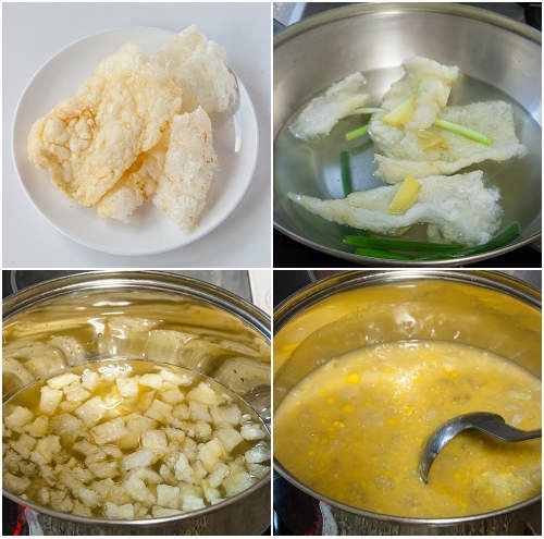 Corn and Fish Maw Soup Procedures