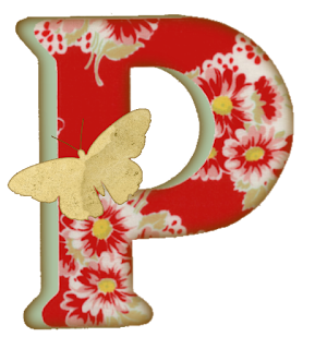 Abecedario Rojo con Mariposas. Red Alphabet with Butterflies.