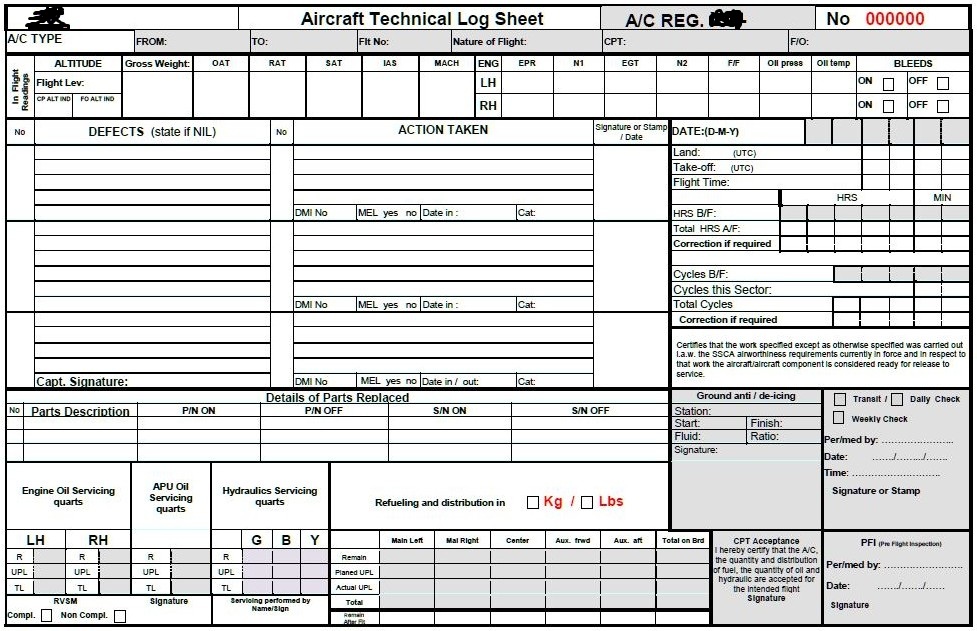 Aircraft Technical Log and Journey Log Aviation Lessons