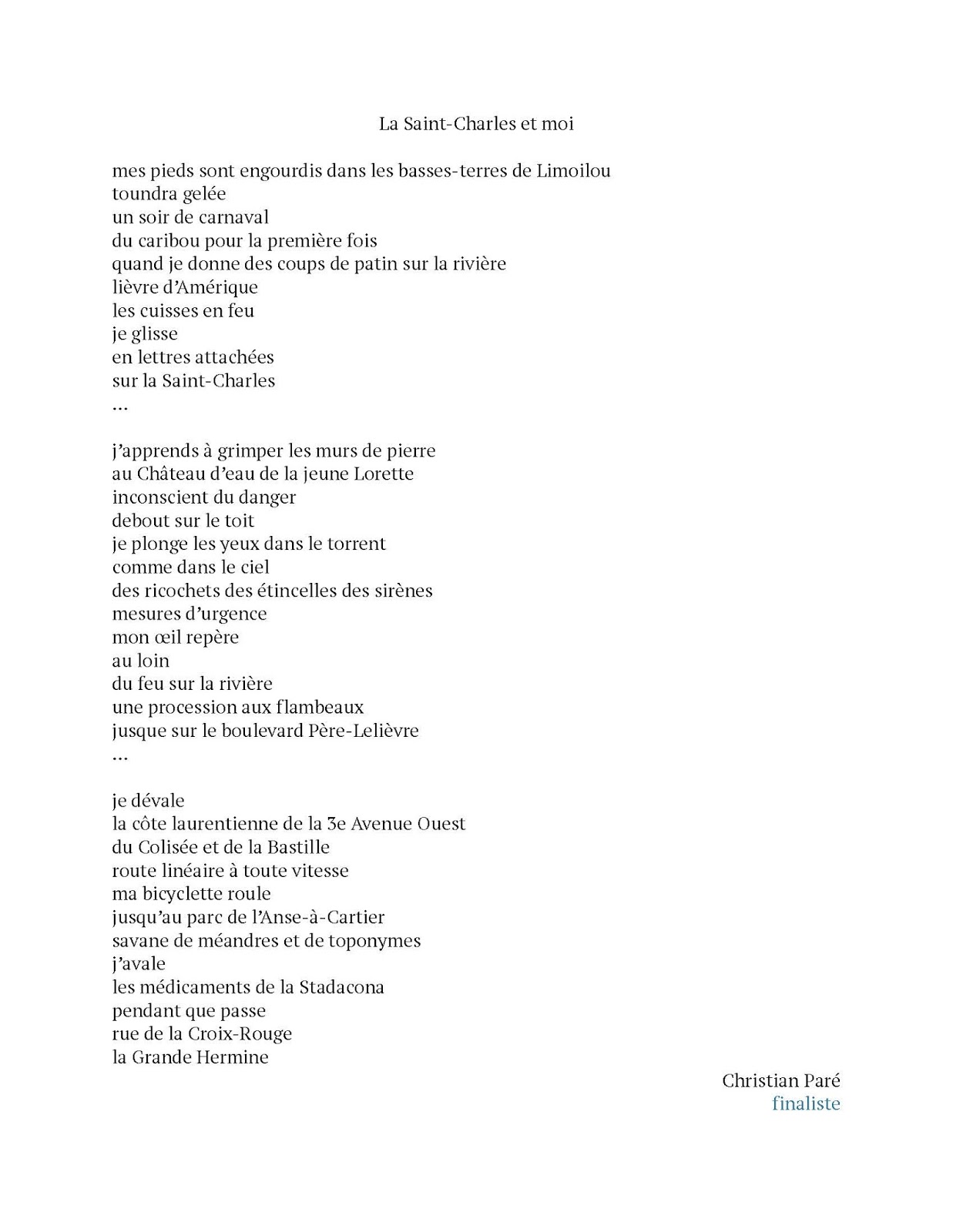 Slam Cap Concours Litteraire La Riviere St Charles M Inspire la riviere st charles m inspire