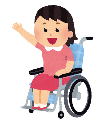 車椅子に乗っている女の子のイラスト