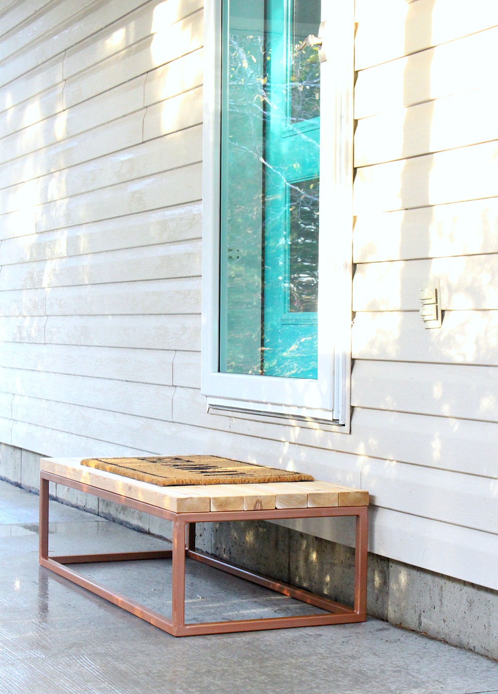 Modern DIY Front Step: Wood 2x4 Step with Welded Base