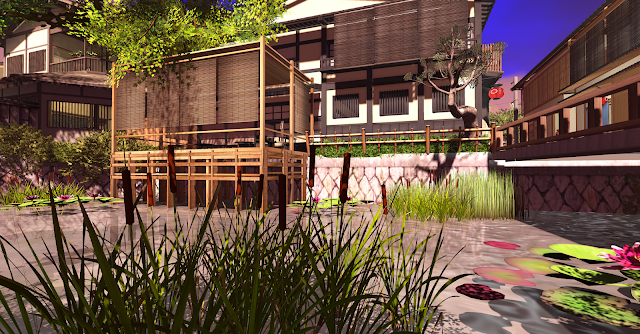 Hanafusa Okiya Second Life: Walking around Kyoto Kagai sim: Gion