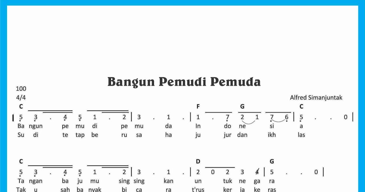Not Angka Lagu Bangun Pemudi Pemuda Sekitar Musik