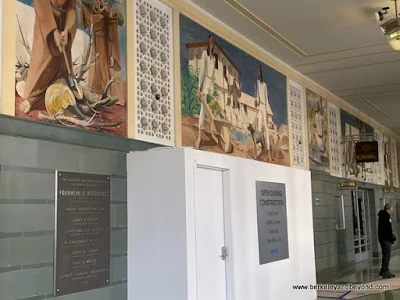 part of "The History of California" mural in lobby of Rincon Center Annex on Commonwealth Club Waterfront tour in San Francisco, California