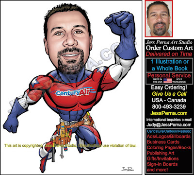 HVAC Superhero Repairman Caricature Truck Wrap Ads