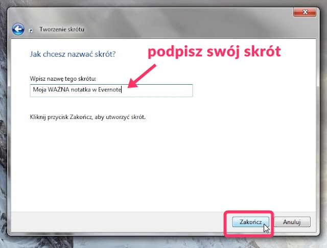 skrót do notatki Evernote - poradnik krok po kroku