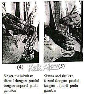 Percobaan titrasi: teknik melakukan titrasi, gambar soal kimia UN 2019 no. 28
