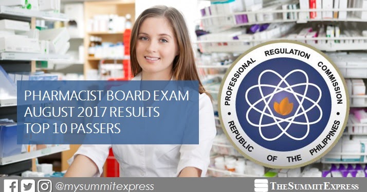 TOP 10 PASSERS August 2017 Pharmacist Board Exam Results The Summit 