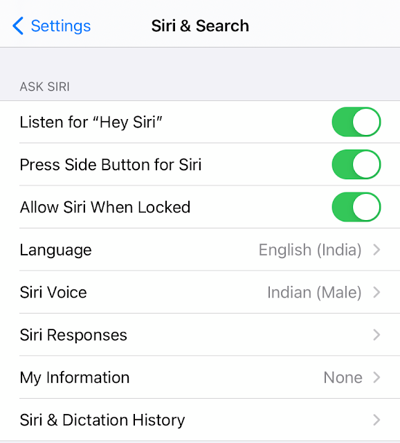 Siri voice settings