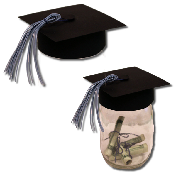 Mason Jar Graduation Hat Bits of Paper