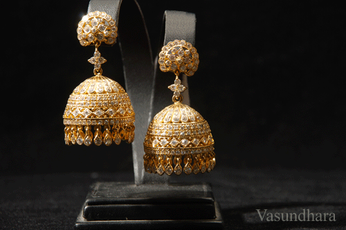 Diamond Jumkas (Earrings) by Vasundhara Jewellers - Jewellery Designs