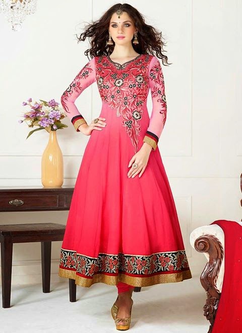 Resham Embroidered Party wear anarkali Suits 2014-2015 - Chal Abay