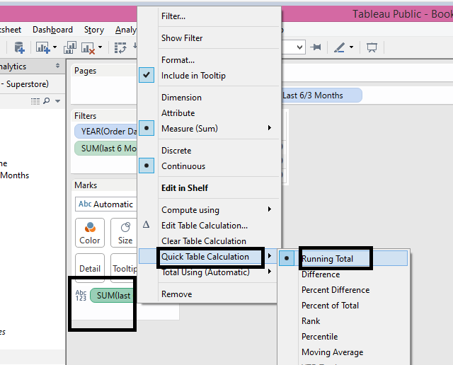 Tableau Visualizations How to show last 3 or 6 Months Sales?