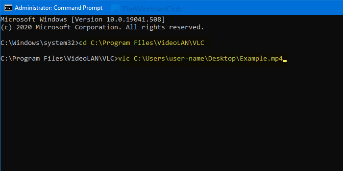 วิธีเล่นวิดีโอด้วย VLC โดยใช้ Command Prompt