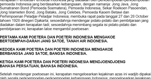 Teks Keputusan Kongres Pemuda Indonesia 1928 Website Pendidikan