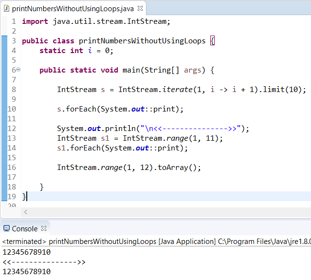 Keep Learning: print numbers 1-n without using loop