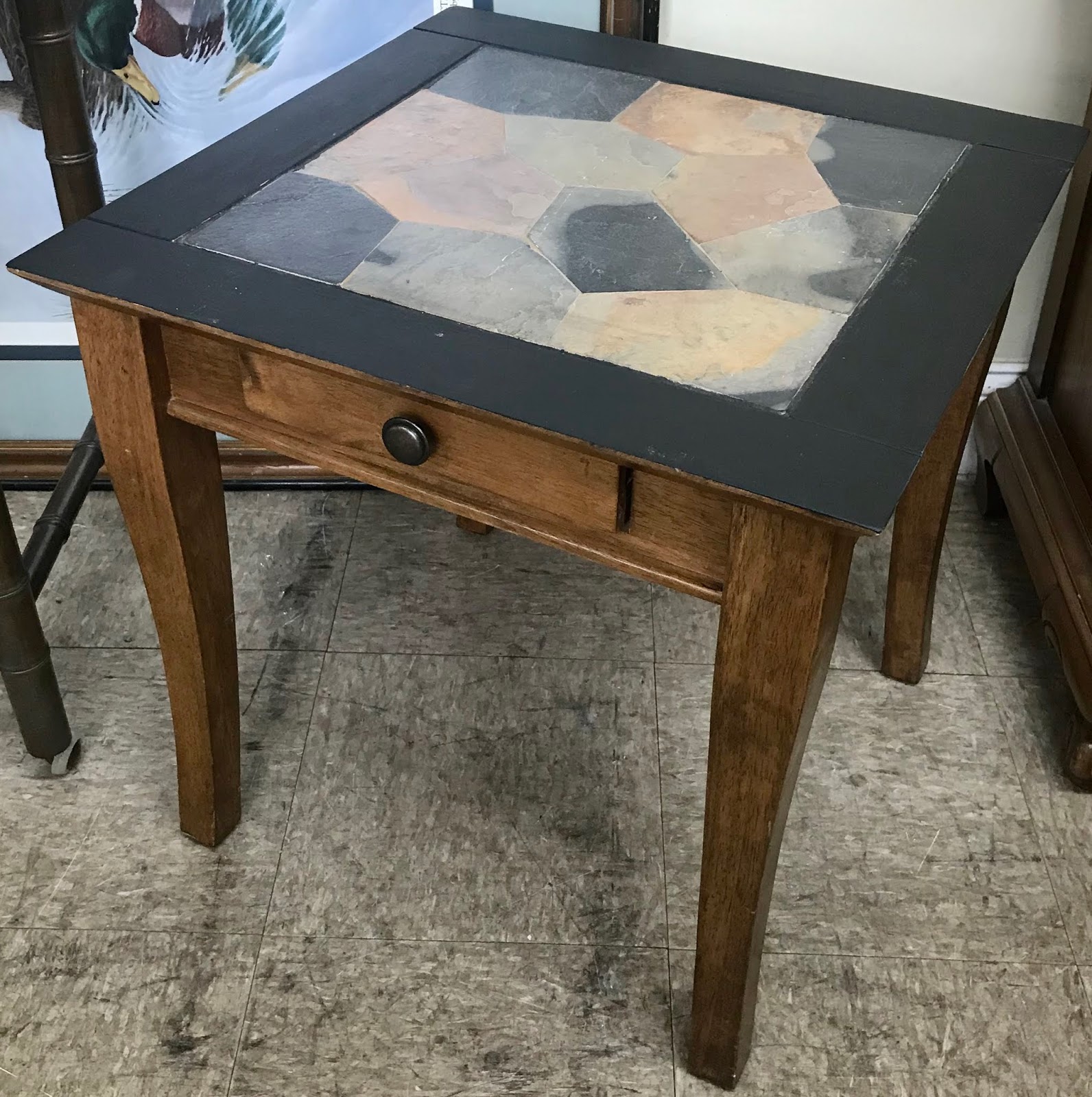 Uhuru Furniture & Collectibles Hardwood 1Drawer Stone Top End Table