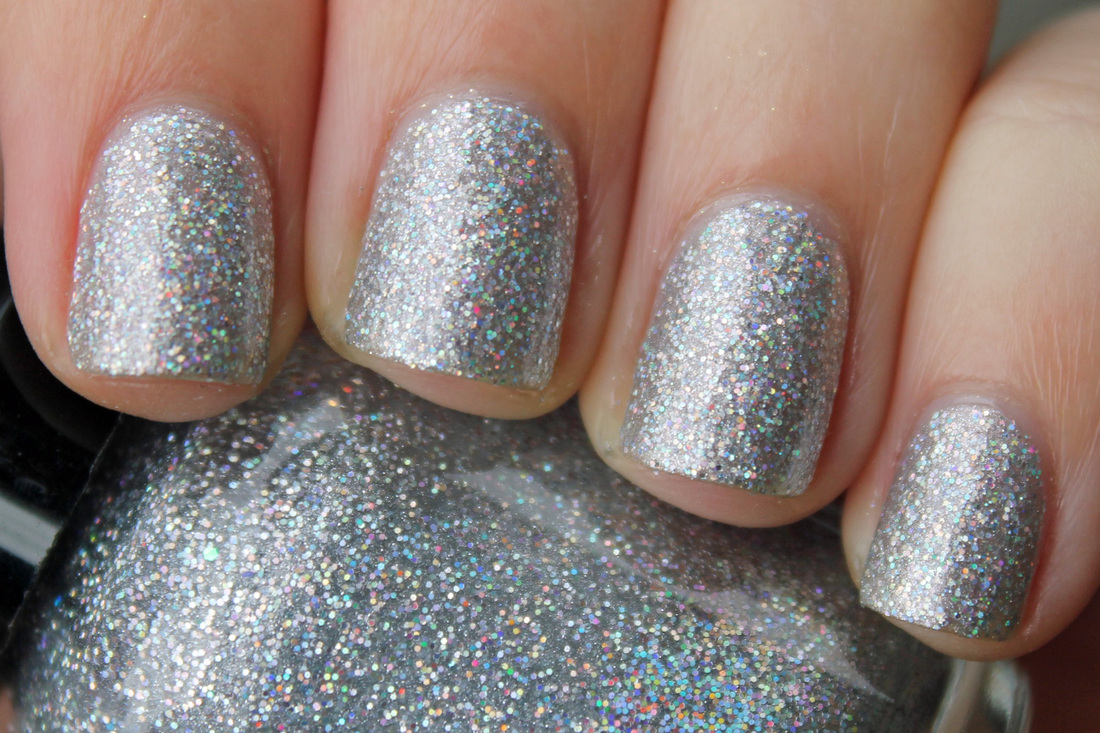 Silver nail polish with glitter