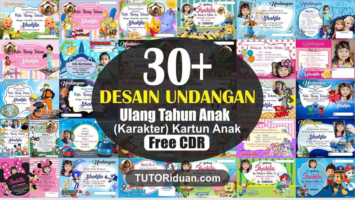 Free 30 Desain Undangan Ulang Tahun Anak Format Coreldraw Cdr Tutoriduan Com