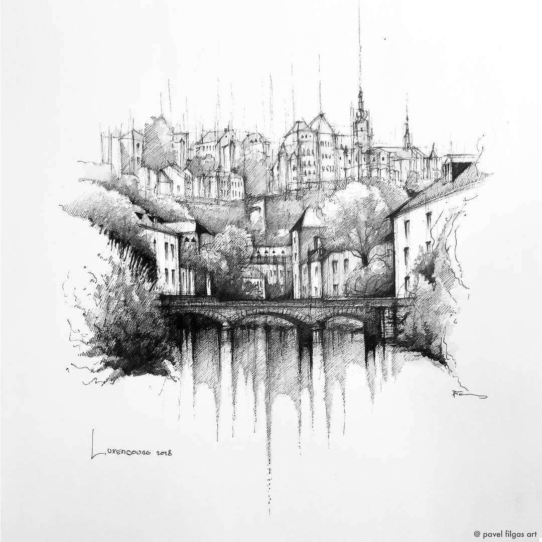 13-Luxembourg-Ink-Drawing-Pavel-Filgas-Urban-Drawings-Architecture-on-our-Streets-www-designstack-co