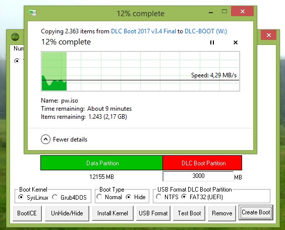 Proses copy- Buat DLC BOOT 2017 ke Flashdisk Proses copy- Buat DLC BOOT 2017 ke Flashdisk