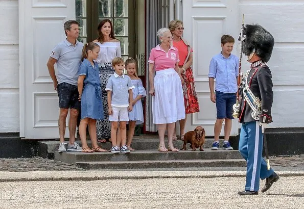 Queen Margrethe, Prince Frederik, Princess Mary, Prince Christian, Princess Isabella, Vincent, Princess Josephine and Queen Anne Marie