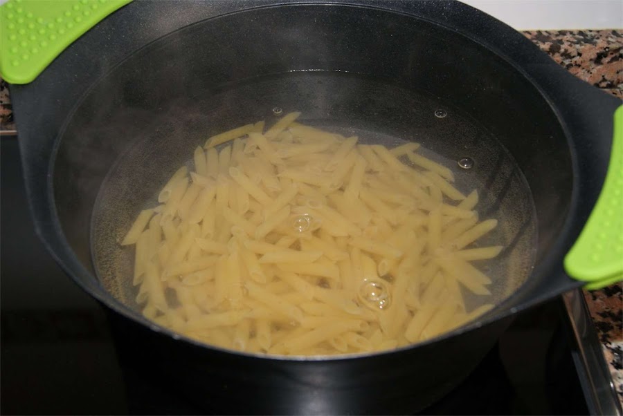 macarrones con calabaza y setas paso 1