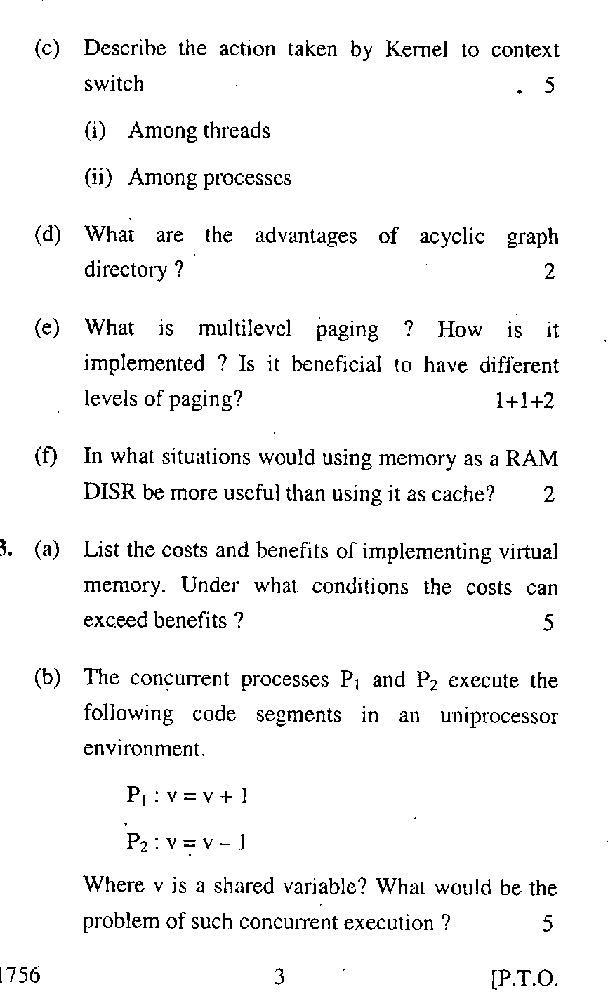 GNDU Operating System PGDCA 2012 Question Paper University Question