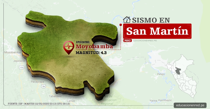 Temblor en San Martin de Magnitud 4.3 (Hoy Martes 12 Mayo 2020) Sismo - Epicentro - Moyobamba - Moyobamba - IGP - www.igp.gob.pe Temblor en San Martin de Magnitud 4.3 (Hoy Martes 12 Mayo 2020) Sismo - Epicentro - Moyobamba - Moyobamba - IGP - www.igp.gob.pe
