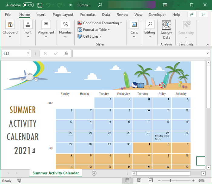 Excelでカレンダーを作成する方法