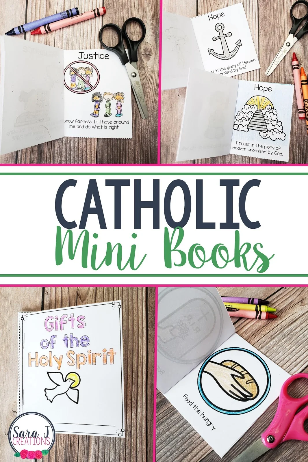 Catholic mini book bundle is the perfect printable activity for kids to teach them about the Catholic faith, the Bible, Jesus and more!