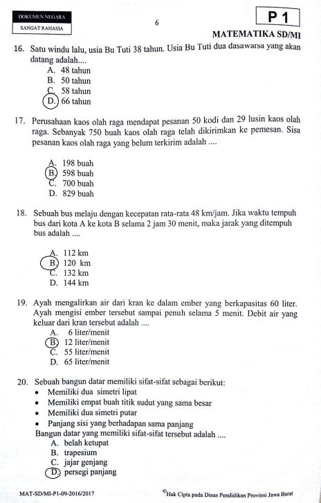 Kunci Jawaban Soal Latihan Standar Usbn Matematika Dunia Sekolah