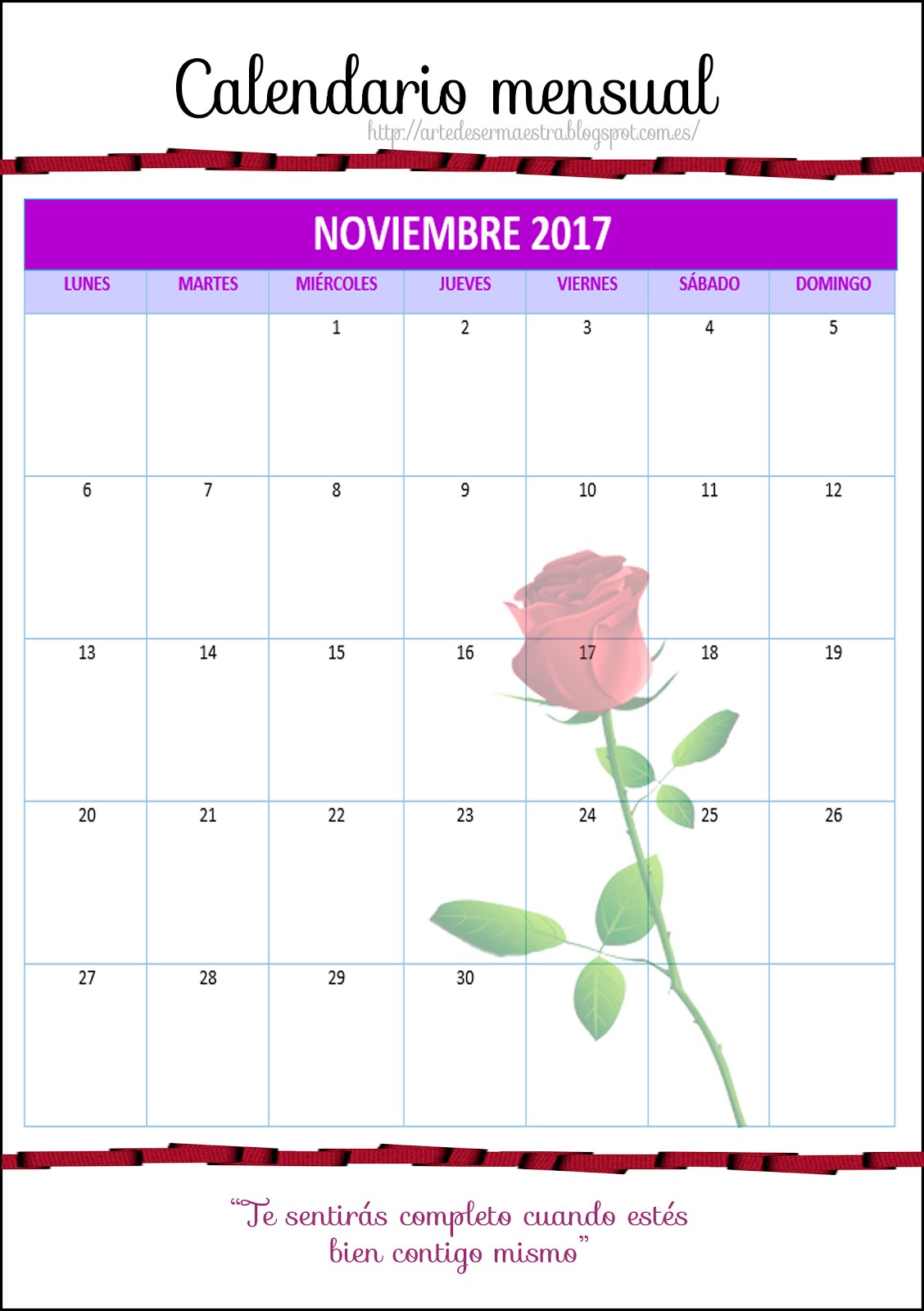 Calendario Mensual Noviembre