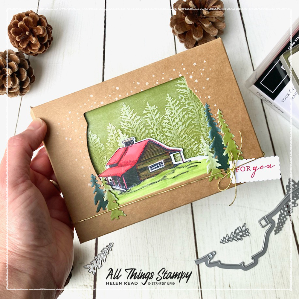 All Things Stampy Kraft gift box with Peaceful Cabin bundle