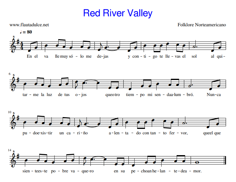 PLAYMÚSICA Folk music performance recorder /Red river valley3 eso