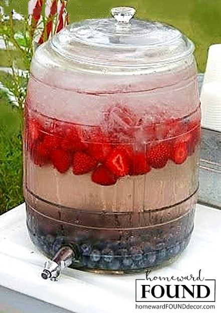 diy, entertaining, parties, flavored water, party ideas, Memorial Day, Fourth of July, Labor Day, patriotic, red white and blue, Pinterest, homewardFOUNDdecor.com 