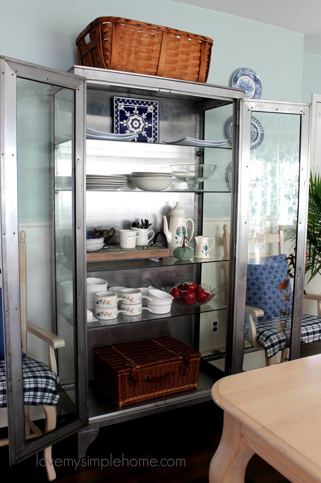 Adding A Touch Of Fall In The Stainless Steel Glass Cabinet Love