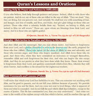 Quran’s Lessons and Orations