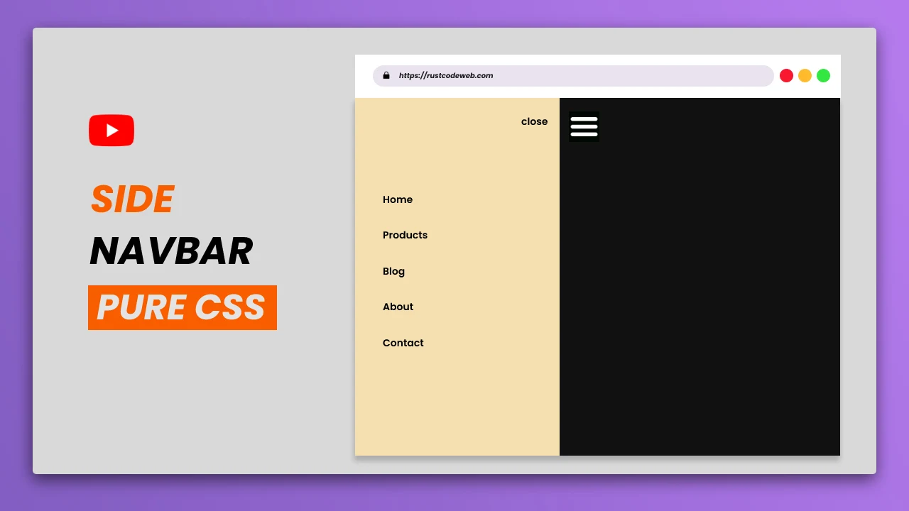 Pure Css Side Navigation Bar Design HTML And CSS RUSTCODE