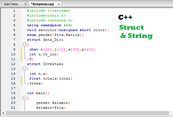 Program C++ Fungsi Struct dan String - syarif soden