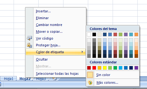 Color de etiqueta en Excel