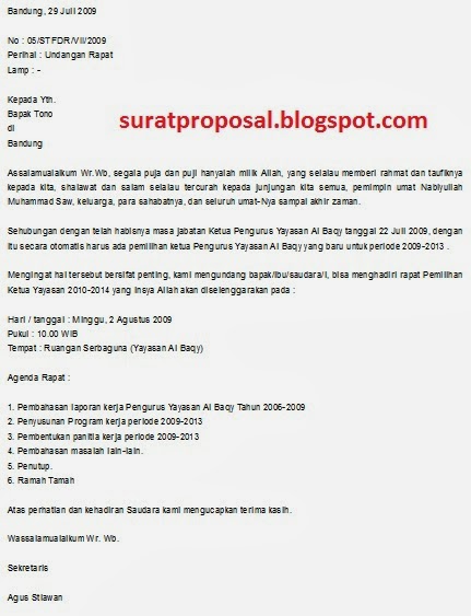 Contoh Surat Undangan Rapat Contoh Surat 