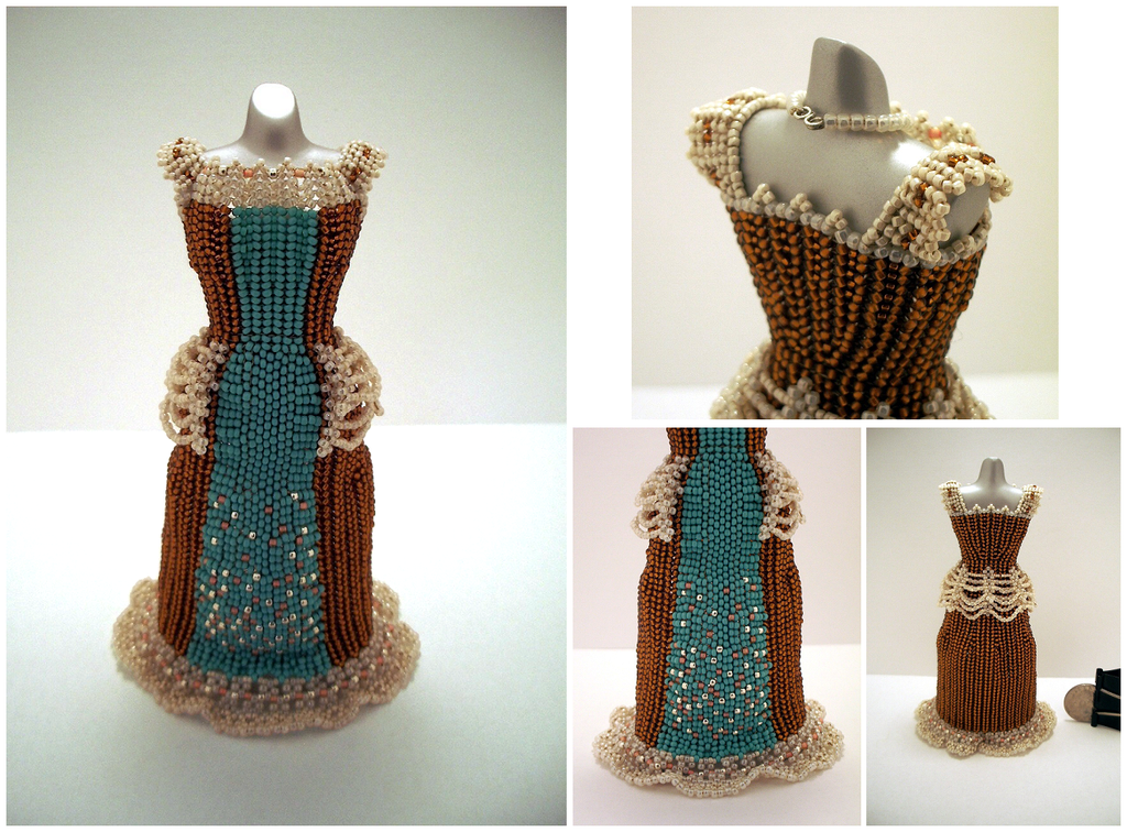 Miniature Beaded Dresses by PinkythePink / The Beading Gem