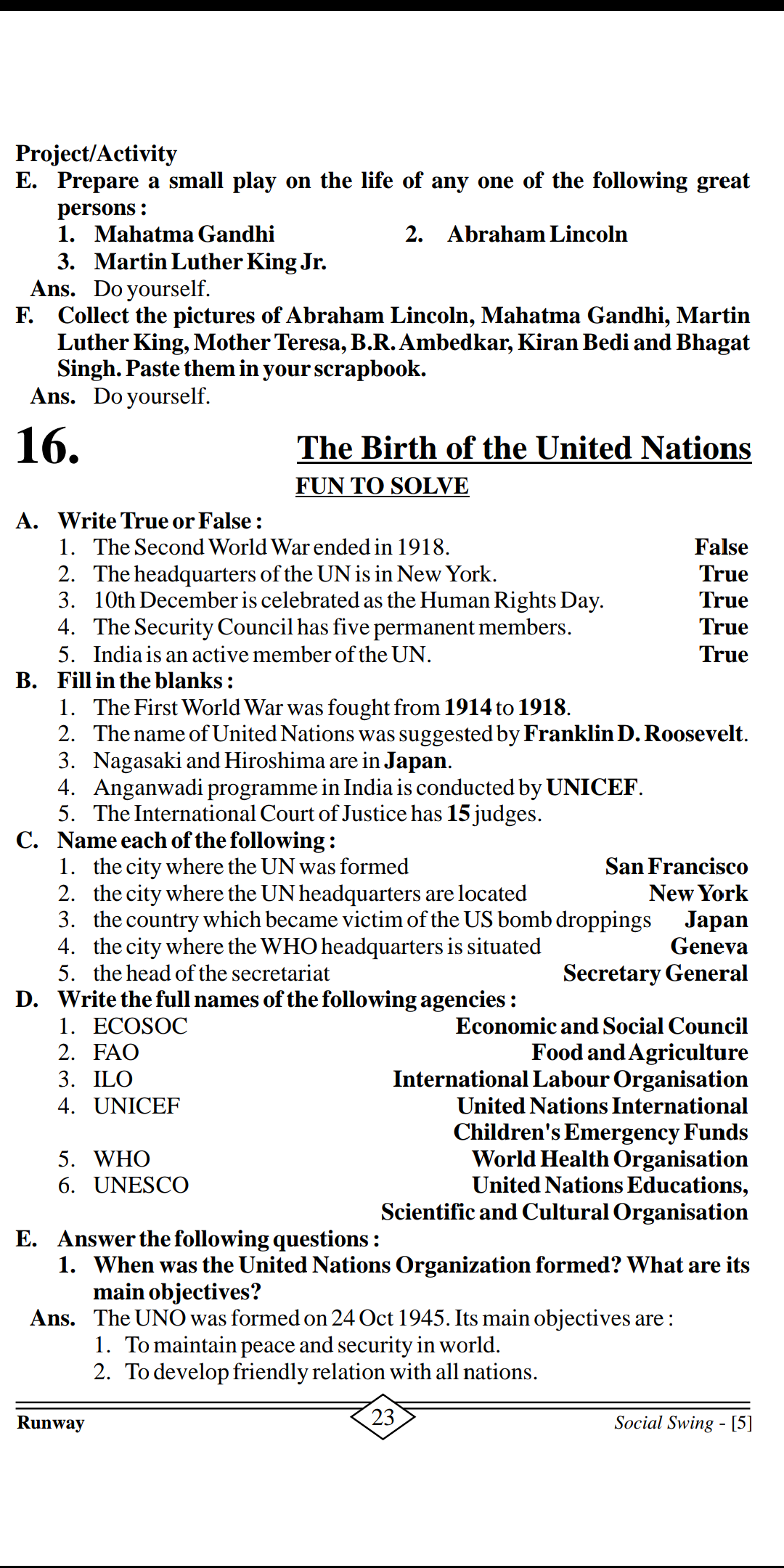 Class 5 Social Studies